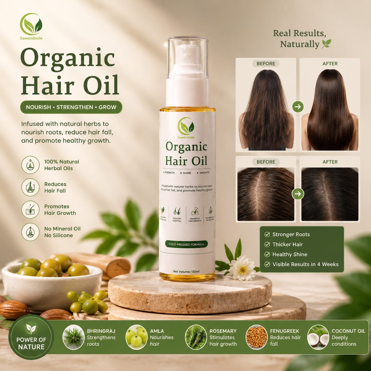 SweetnSmile Organic Hair Growth Oil (120ml)